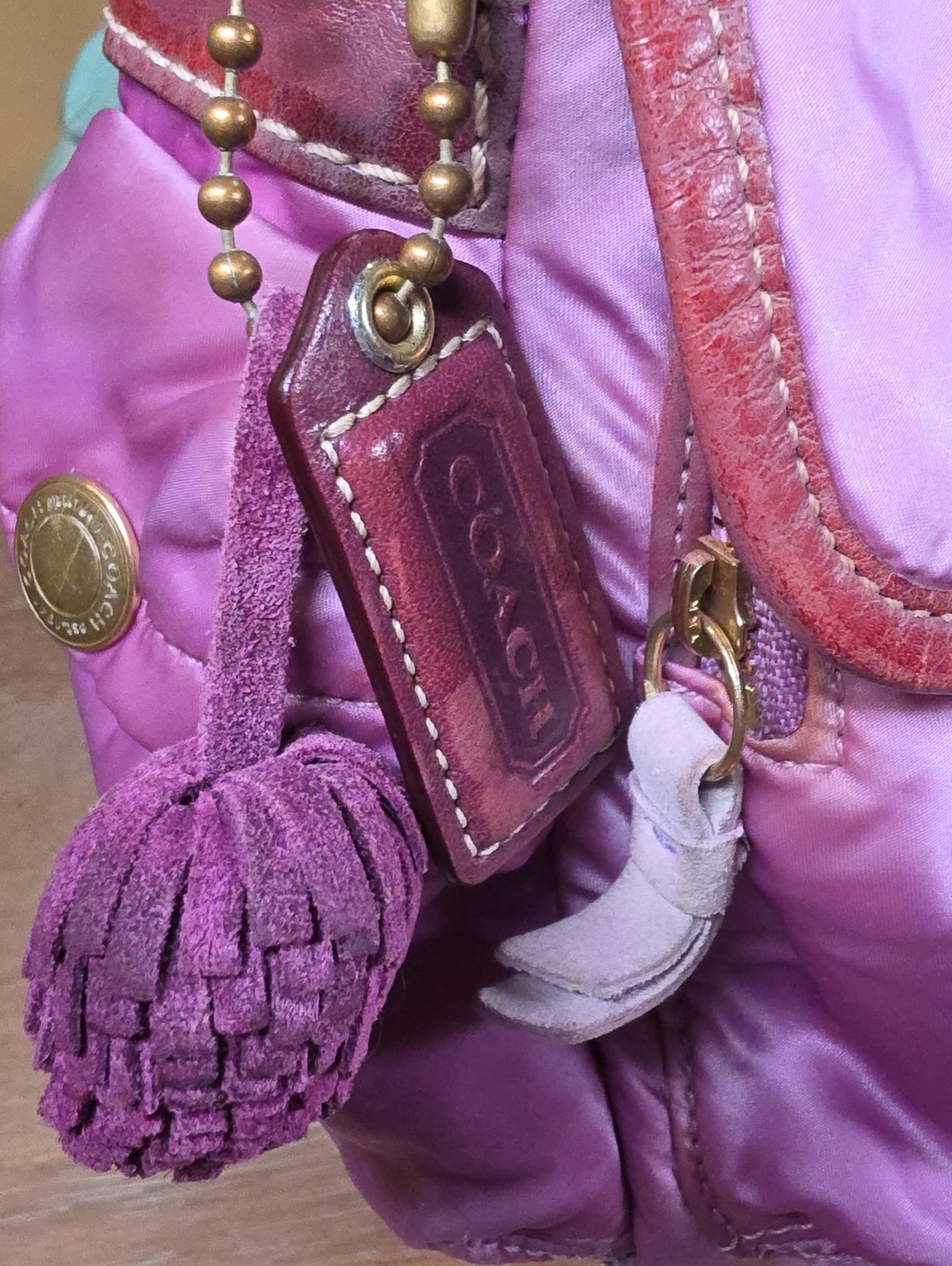 RARE! Vintage Coach Y2K Sateen Buckle Flap Bag w/ Suede & Adjustable Strap - Picture 4 of 15